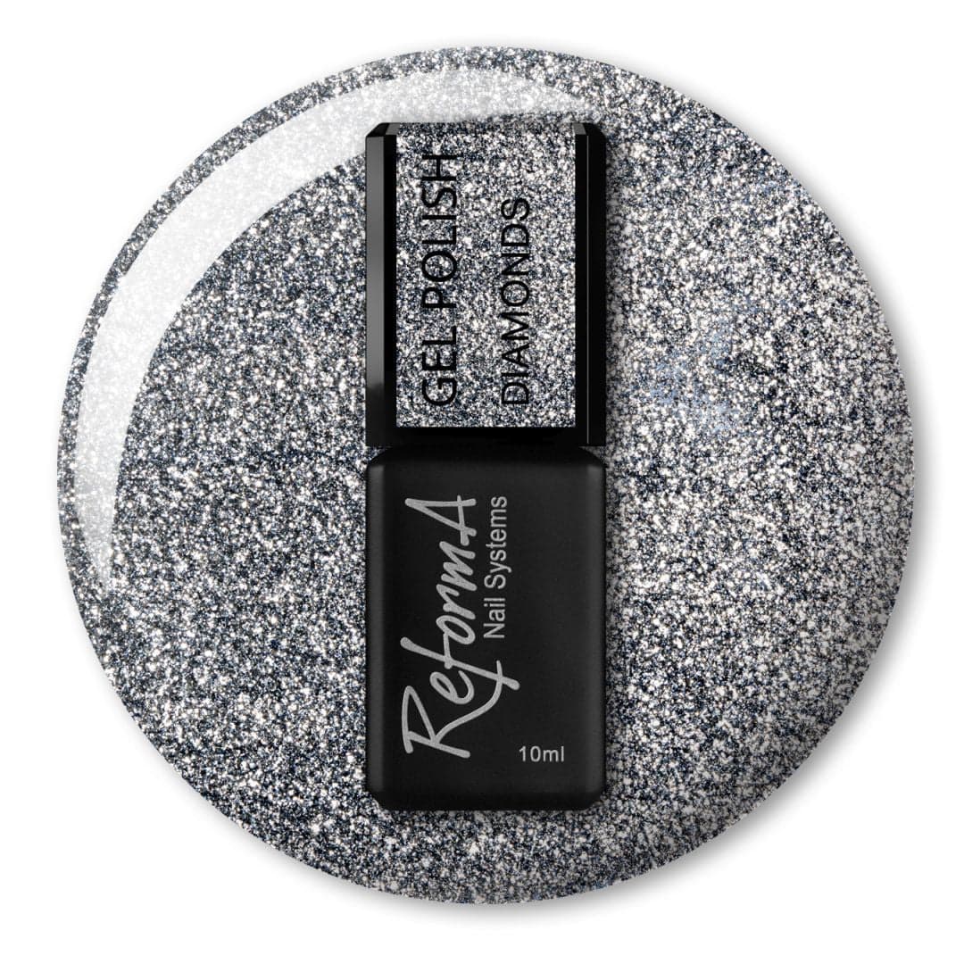 Srebrny, brokatowy, stalowy lakier hybrydowy - GP Diamonds