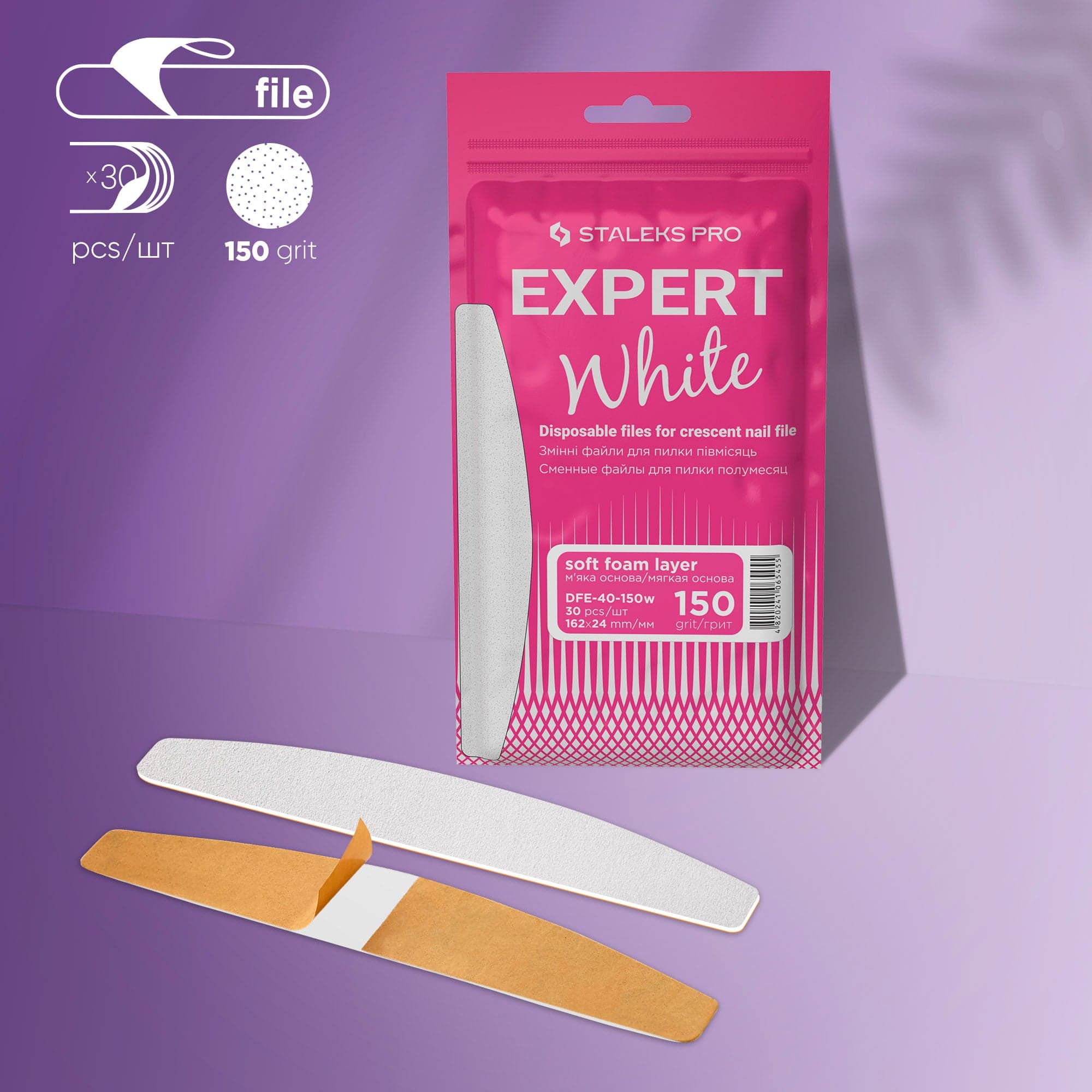 Wymienne pilniki STALEKS białe na bazie miękkiej do pilnika półksiężycowego EXPERT 40 150 grit ()