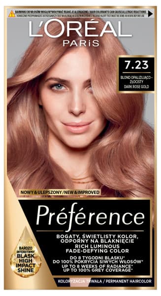 Preference Farba do Włosów 7.23 Blond Opalizująco-Złocisty