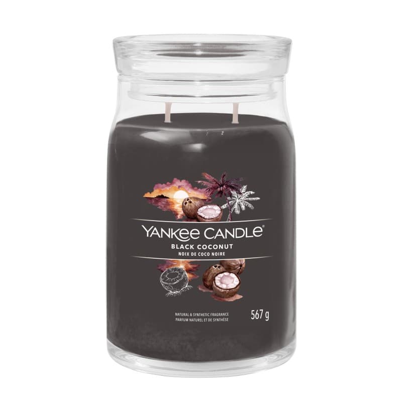 Signature Świeca w Dużym Słoiku z Dwoma Knotami Black Coconut