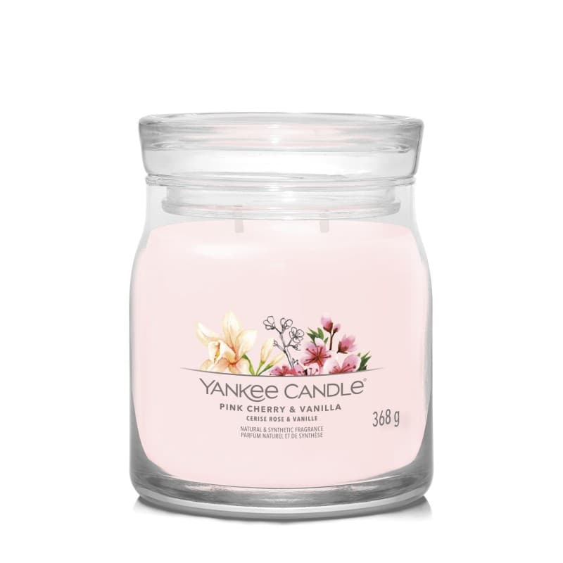 Signature Świeca w Średnim Słoiku z Dwoma Knotami Pink Cherry & Vanilla
