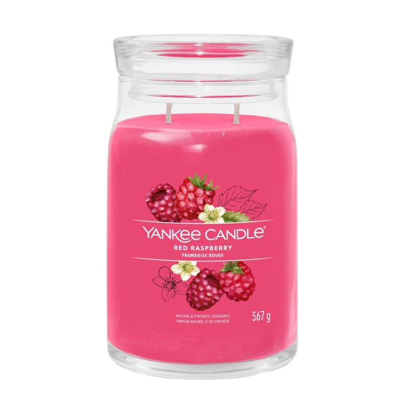 Signature Świeca w Dużym Słoiku z Dwoma Knotami Red Raspberry