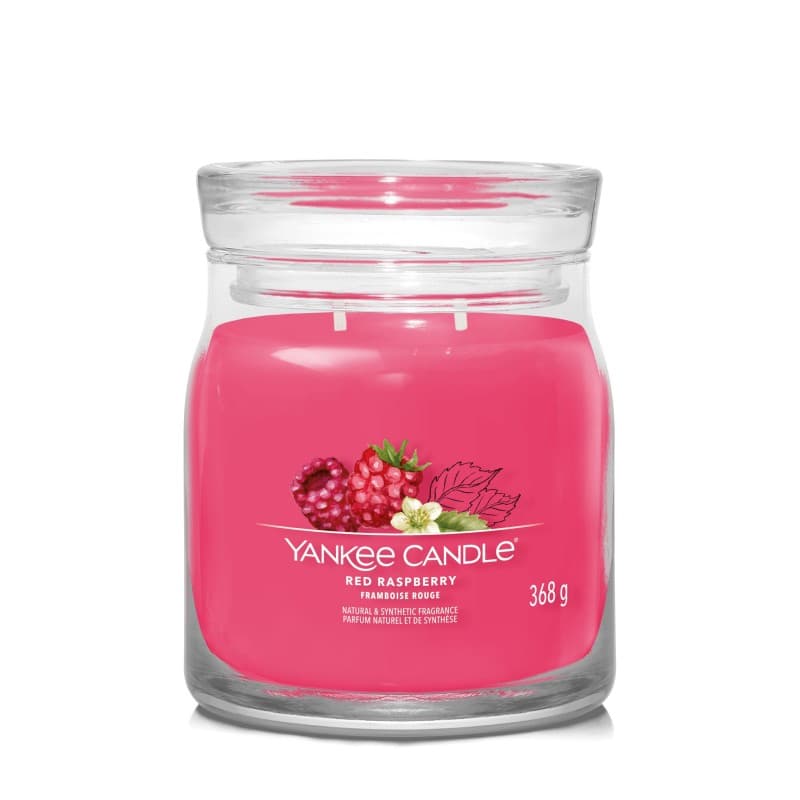 Signature Świeca w Średnim Słoiku z Dwoma Knotami Red Raspberry