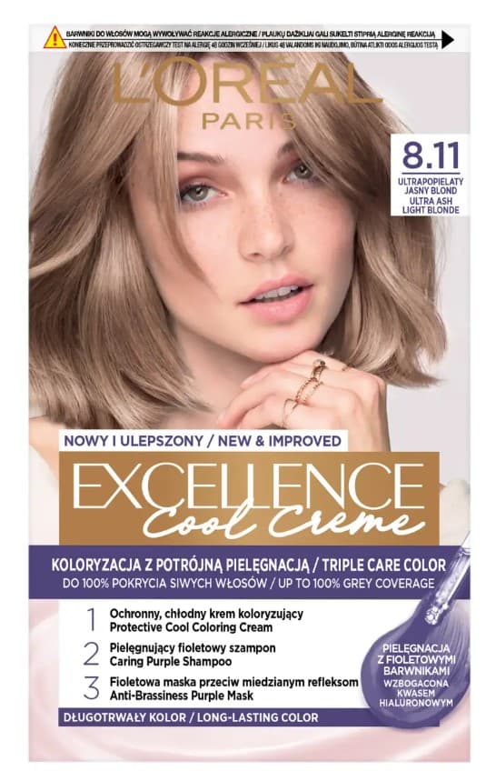 Excellence Cool Creme Krem Koloryzujący 8.11 Ultrapopielaty Jasny Blond