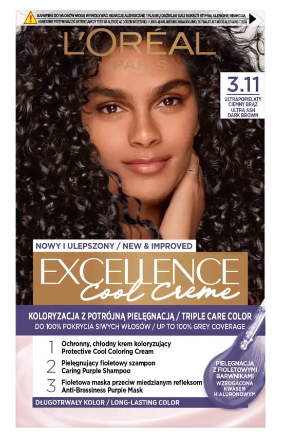 Excellence Cool Creme Krem Koloryzujący 3.11 Ultrapopielaty Ciemny Brąz
