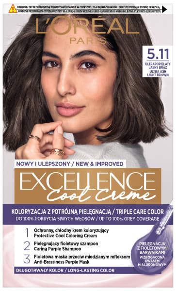 Excellence Cool Creme Krem Koloryzujący 5.11 Ultra Popielaty Jasny Brąz