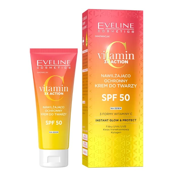 Eveline Vitamin 3x Action Nawilżająco Ochronny Krem do Twarzy SPF50+