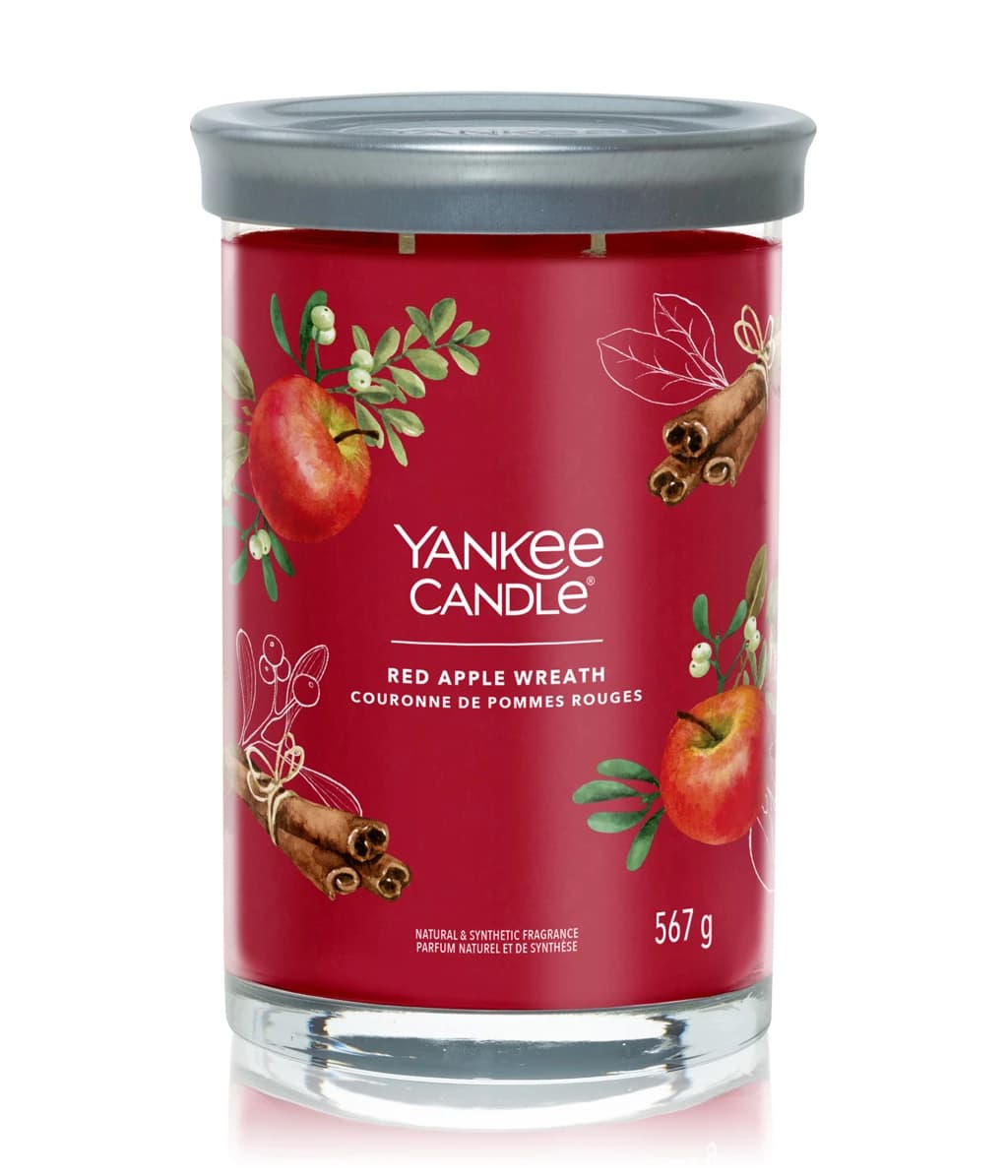 Tumbler Świeca w Dużym Słoiku z Dwoma Knotami Red Apple Wreath