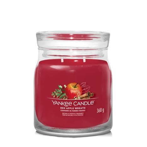 Signature Świeca w Średnim Słoiku z Dwoma Knotami Red Apple Wreat