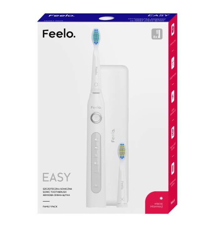 Easy Szczoteczka Soniczna + 8 Końcówek Wymiennych + Etui Podróżne