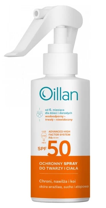 Dermo-spray przeciwsłoneczny dla dzieci i dorosłych ochronny SPF 50+ od 6. miesiąca