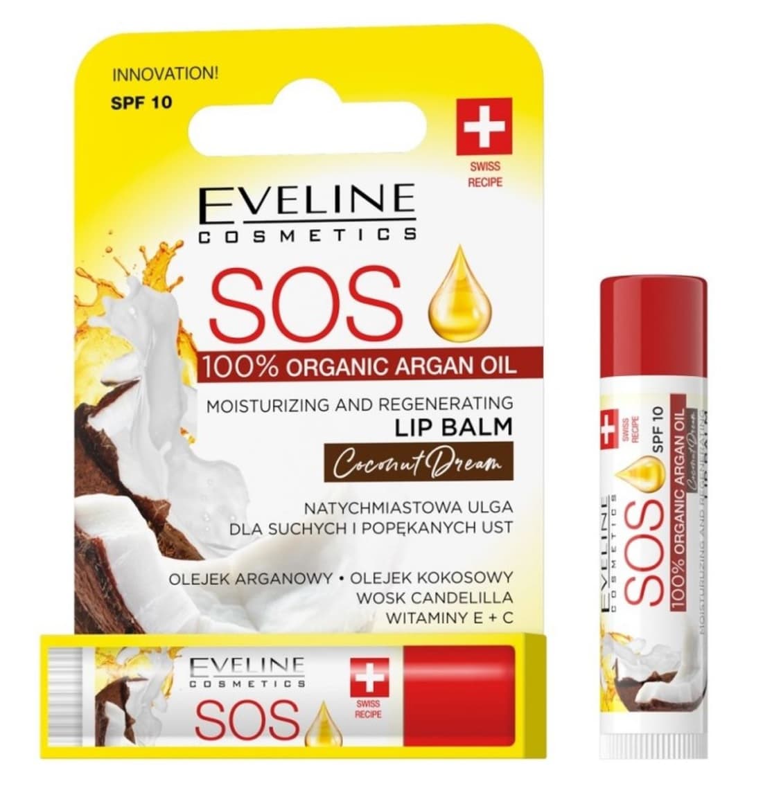 Eveline SOS Argan Pomadka Ochronna do Ust Coconut Dream