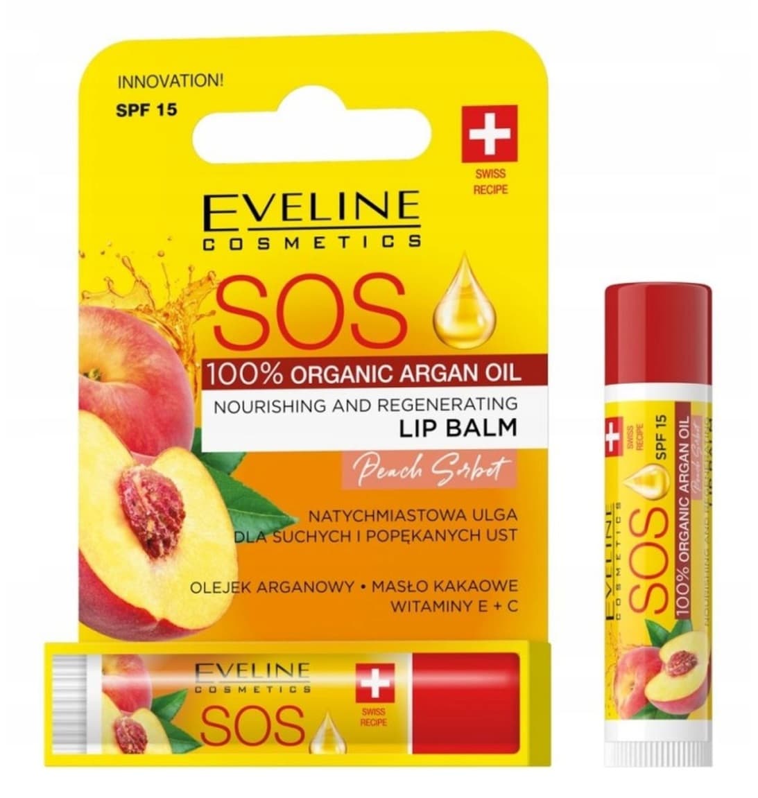 Eveline SOS Argan Pomadka Ochronna do Ust Peach Sorbet