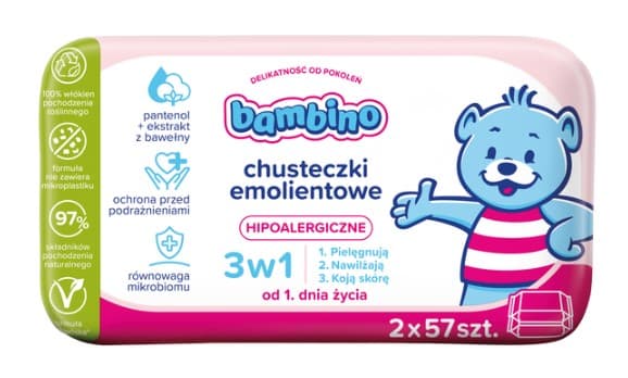 Chusteczki Emolientowe 3w1