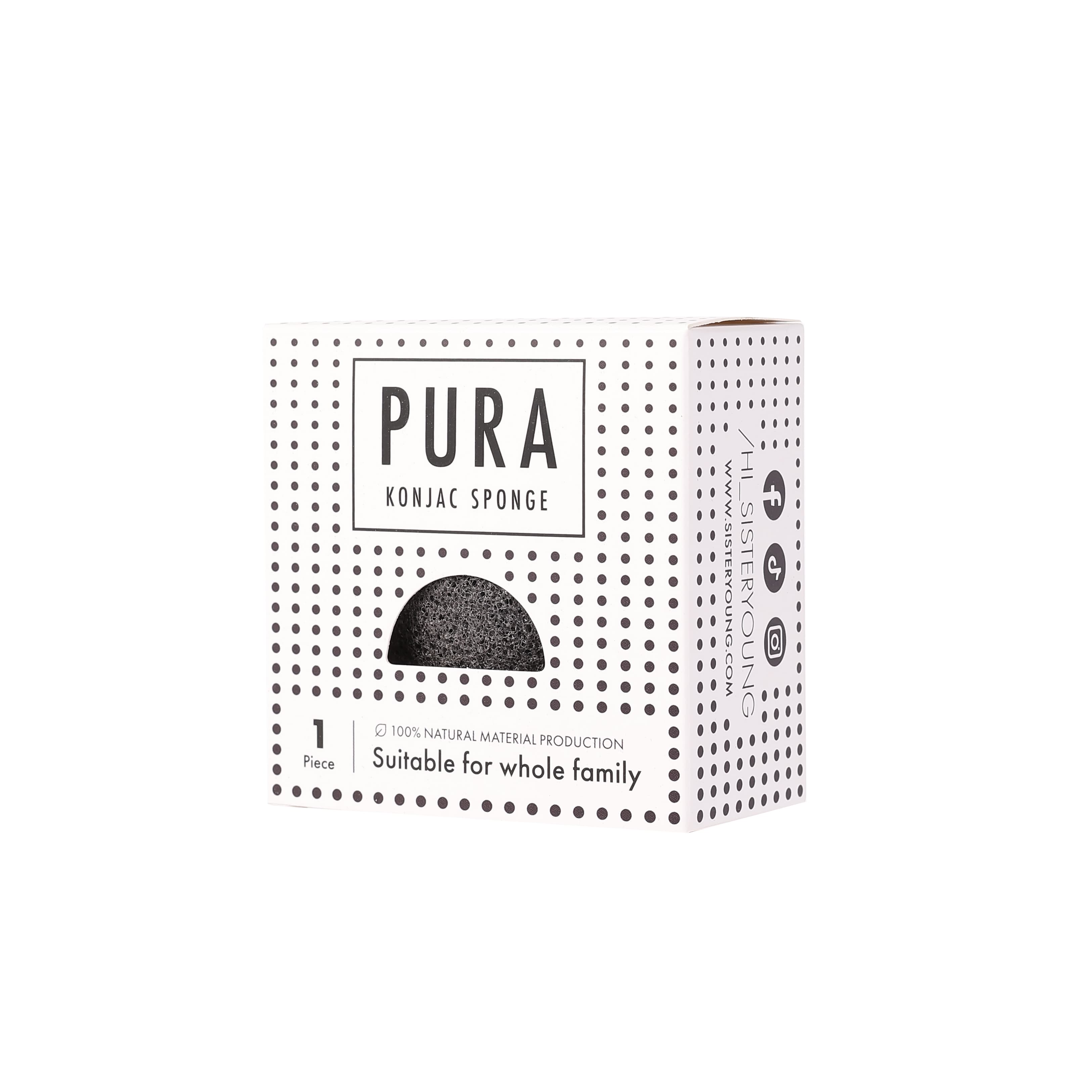 Pura Konjac Sponge Gąbka do Twarzy Black