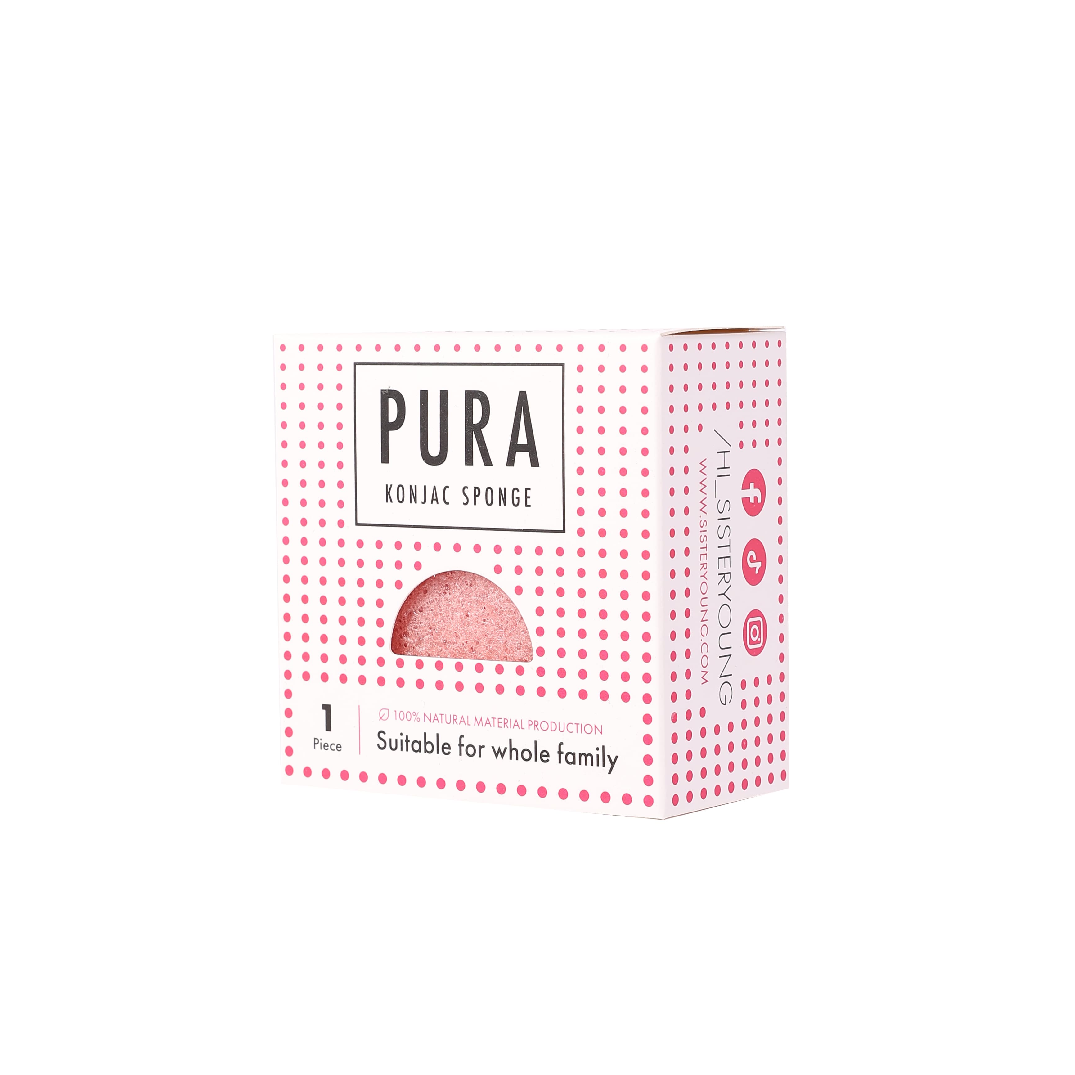 Pura Konjac Sponge Gąbka do Twarzy Pink