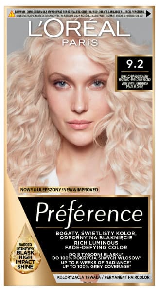 Preference Farba do Włosów 9.2 Bardzo Bardzo Jasny Beżowo-Perłowy Blond