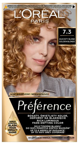 Preference Farba do Włosów 7.3 Złocisty Blond
