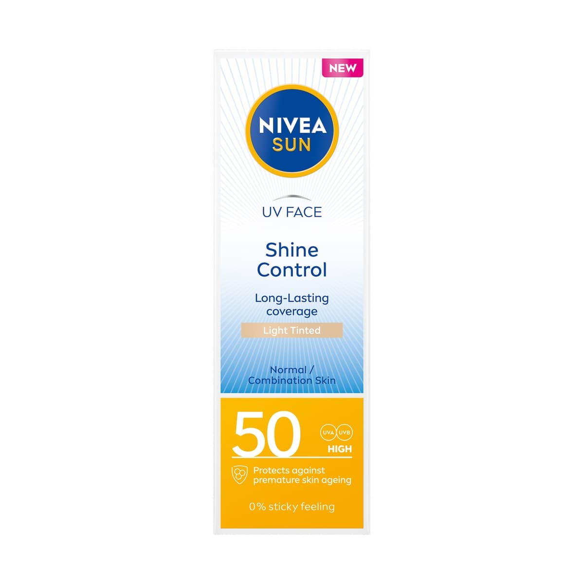 Sun UV Face Shine Control matujący krem do twarzy z wysoką ochroną SPF50 Light Tinted