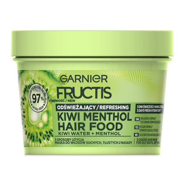 Fructis Hair Food Kiwi Menthol maska do włosów suchych i tłustych u nasady