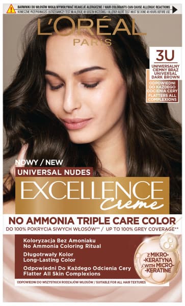 Excellence Creme Farba do Włosów 3U Uniwersalny Ciemny Brąz