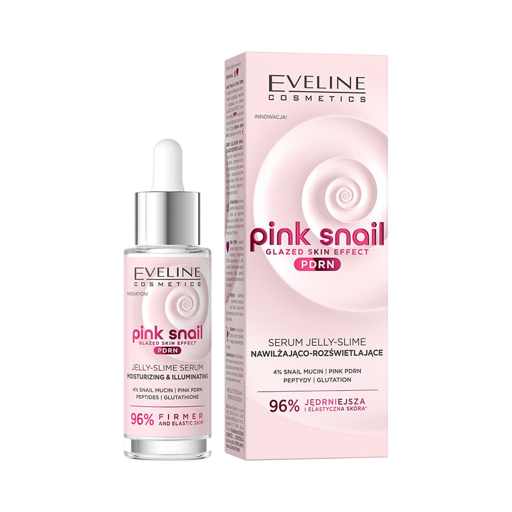 Eveline Pink Snail Glazed Skin Effect PDRN Serum Jelly-Slime Nawilżająco-Rozświetlające