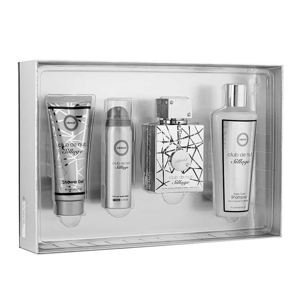 Club de Nuit Sillage — zestaw: woda perfumowana 105 ml + spray do ciała 50 ml + żel pod prysznic 100 ml + szampon 250 ml