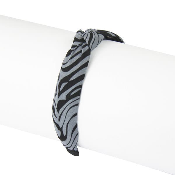 Opaska do włosów z węzłem 001 Szara Zebra