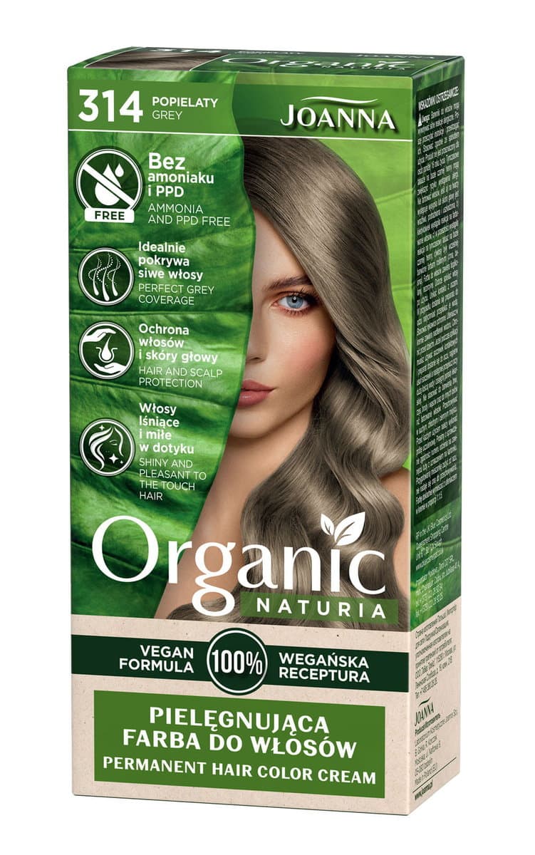 Naturia Organic, farba do włosów nr 314 Popielaty