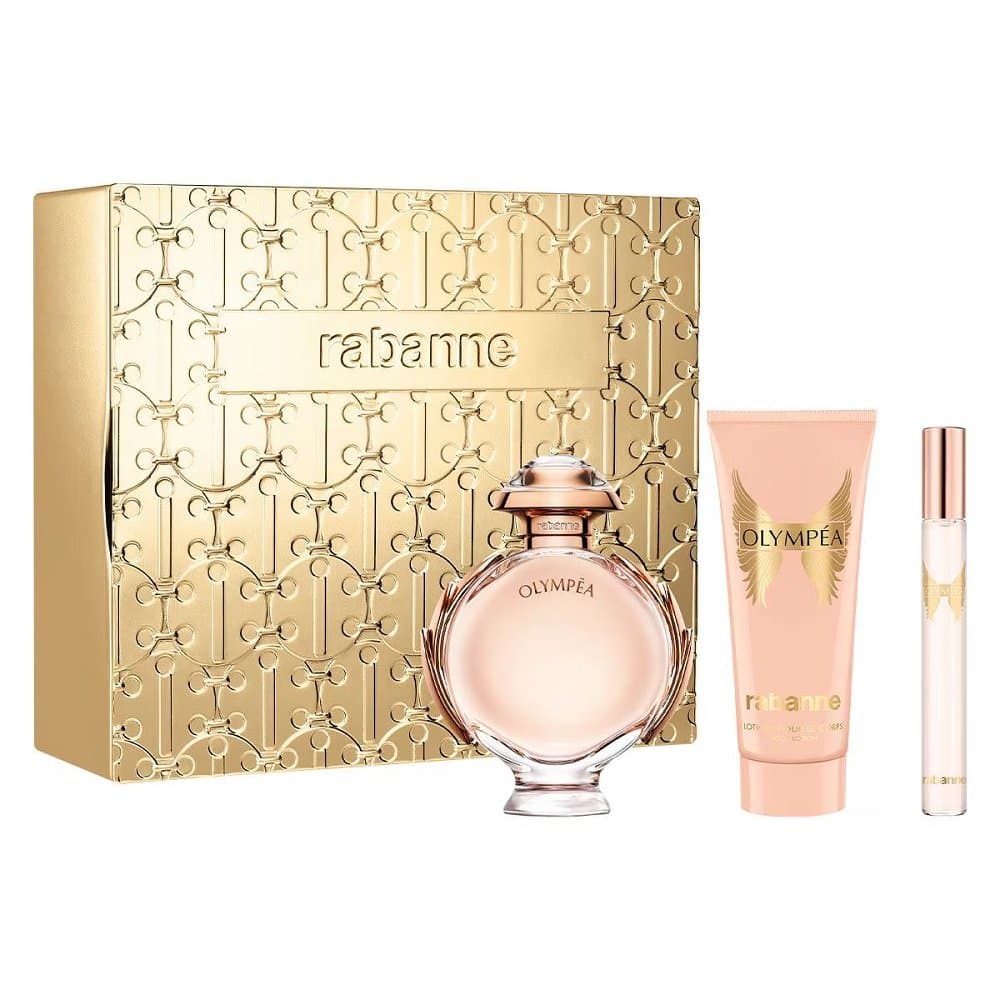 Rabanne Olympéa – zestaw balsam do ciała 100 ml + woda perfumowana 10 ml + woda perfumowana 80 ml