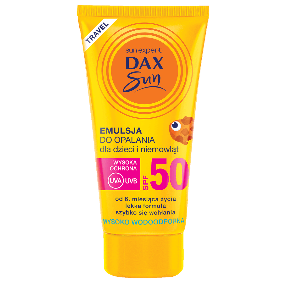 Travel emulsja do opalania dla dzieci SPF 50 z D-pantenolem, gliceryną i bawełną