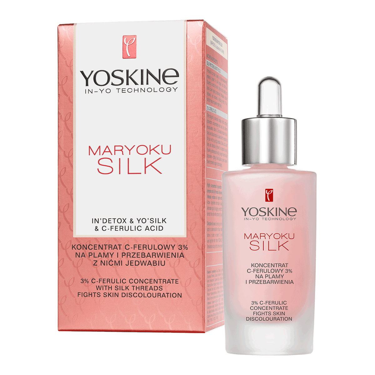 Maryoku Silk skoncentrowane serum przeciw przebarwieniom skóry z 3% kompleksem C-ferulic acid, nićmi jedwabiu i witaminą C
