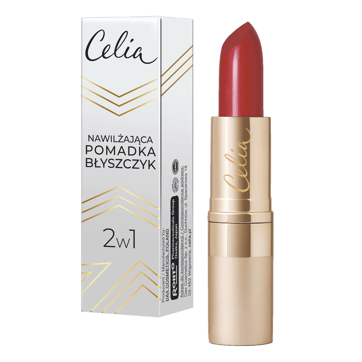 nawilżająca pomadka-błyszczyk do ust z witaminami C i E 509 chłodna czerwień
