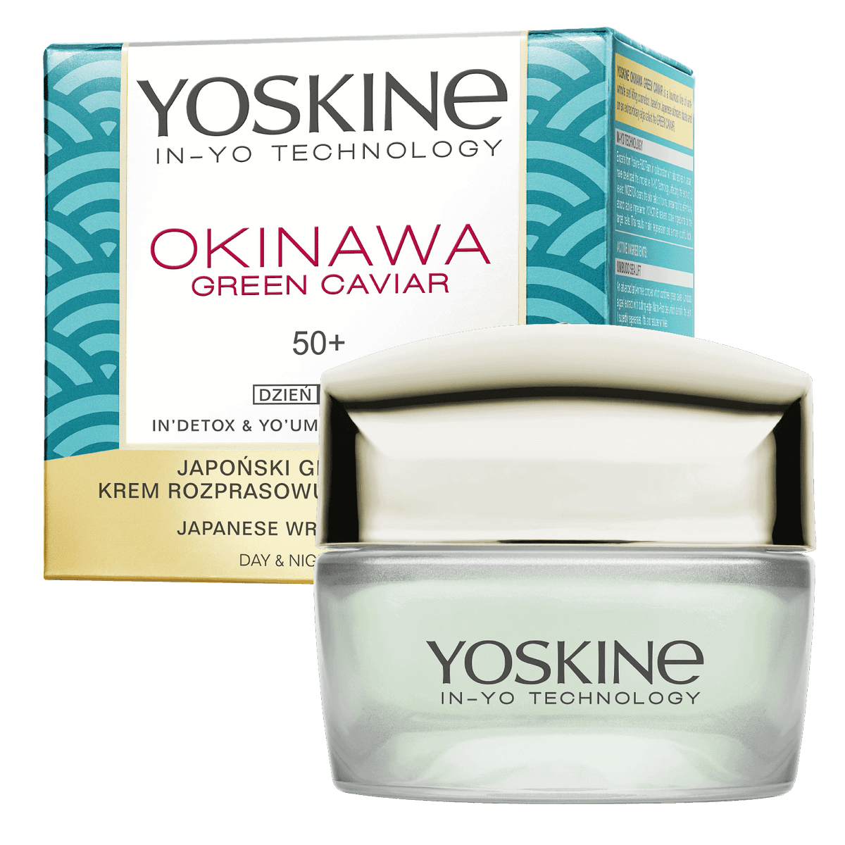 Okinawa Green Caviar krem do twarzy na dzień i noc 50+ z zielonym kawiorem, witaminą C, kwasem ferulowym i olejem Tsubaki