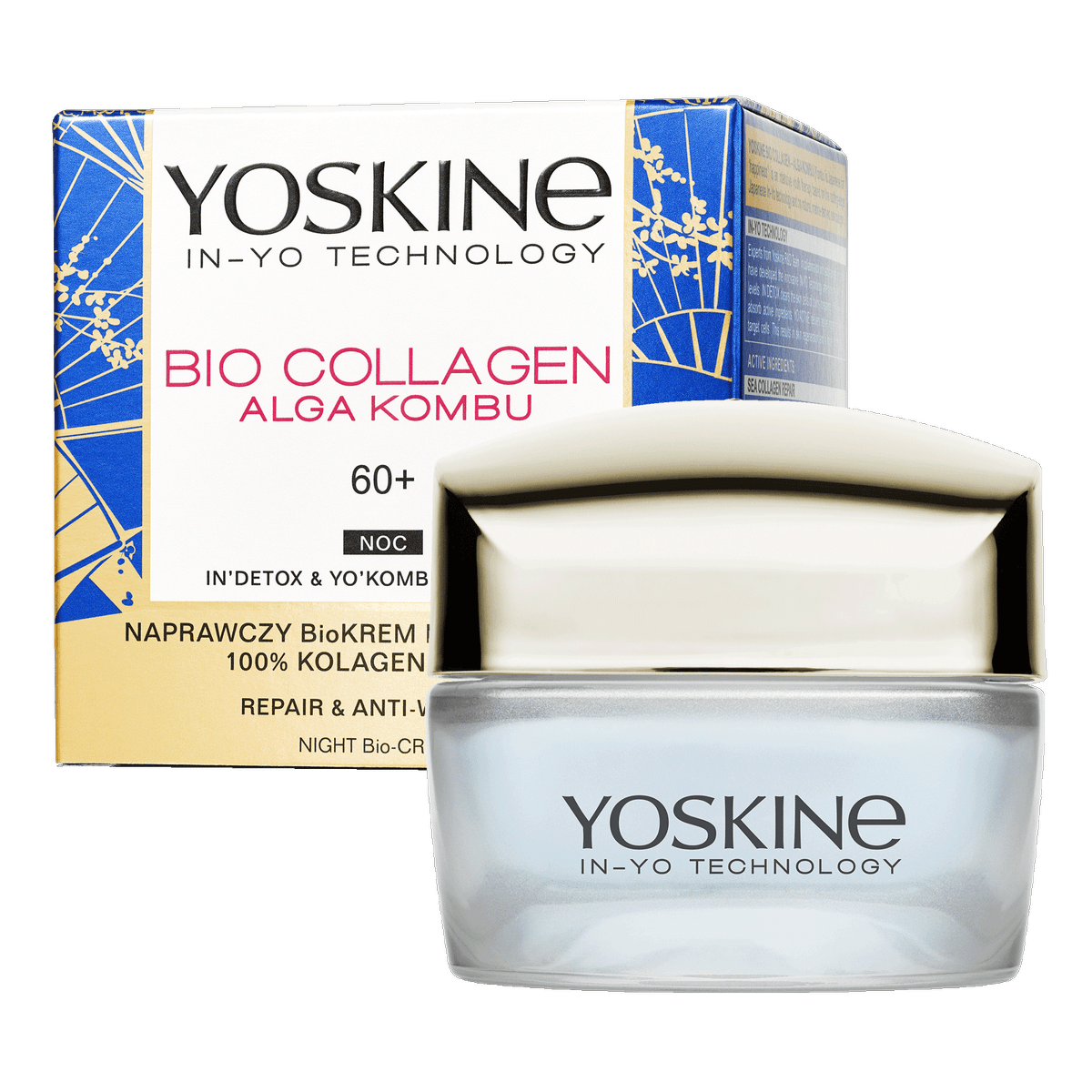 Bio Collagen krem do twarzy na noc 60+ z kolagenem morskim, algą Kombu, olejem jojoba i peptydami