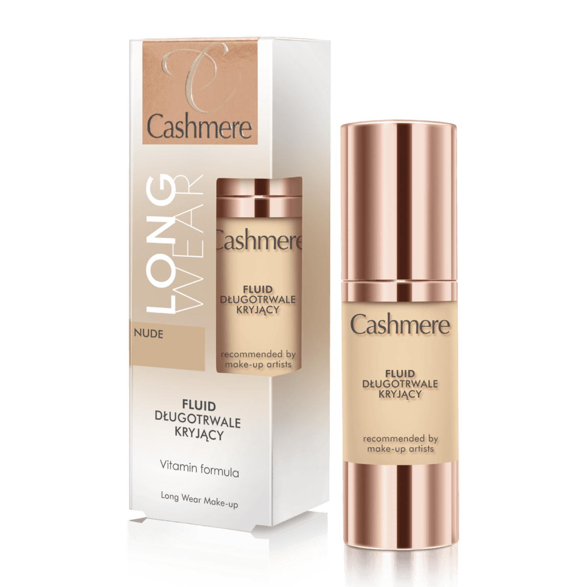 Long Wear Make-up fluid kolor Nude długotrwale kryjący z witaminą C, witaminą E, witaminą PP, kwasem hialuronowym i cynkiem PCA