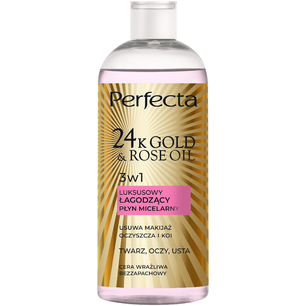 24K Gold&Rose Oil Luksusowy łagodzący płyn micelarny 3w1