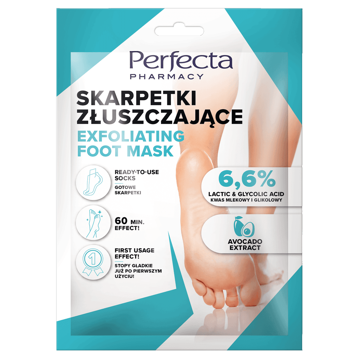 Pharmacy złuszczające skarpetki do stóp z 6,6% kwasem mlekowym i glikolowym, gliceryną, awokado i miętą