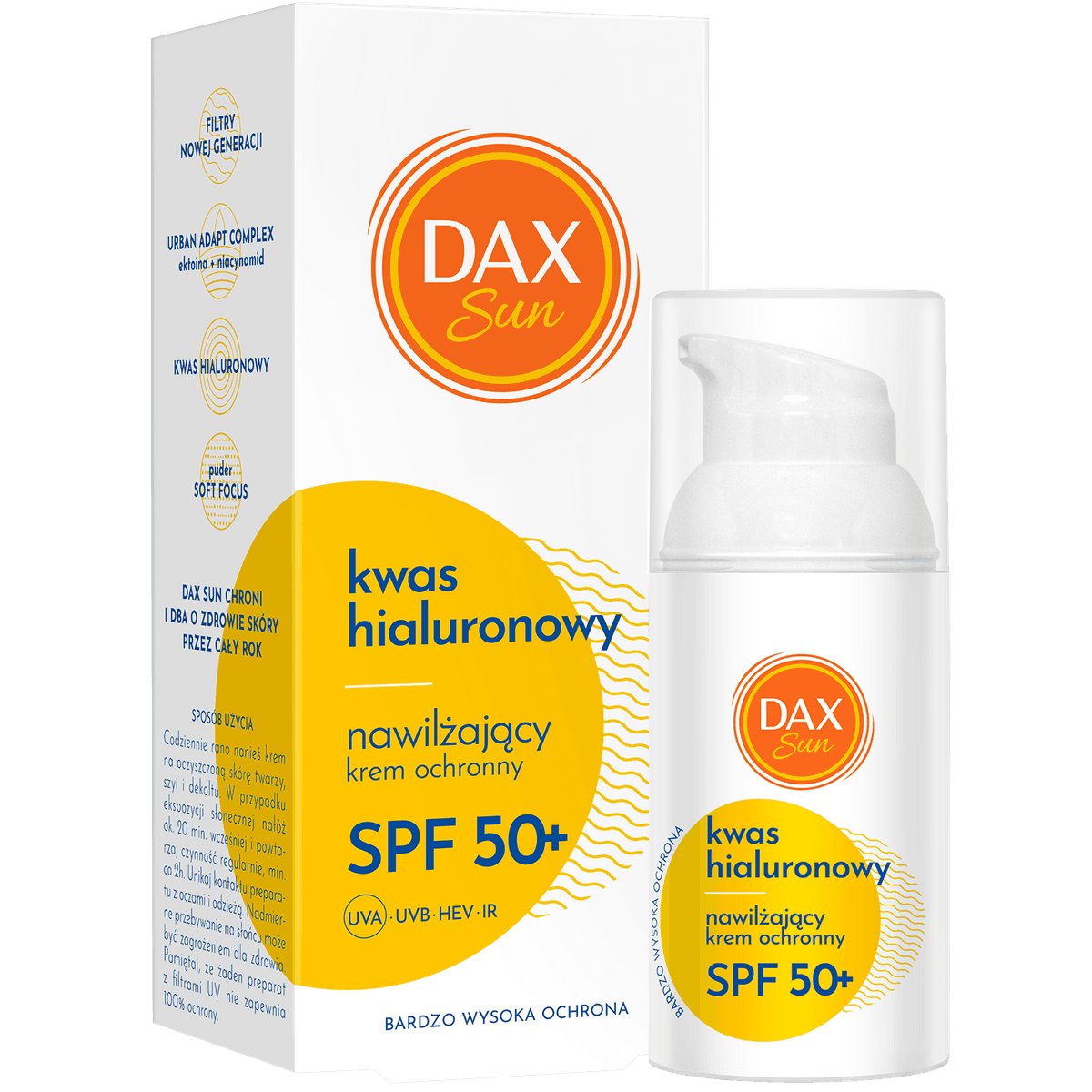 Nawilżający krem ochronny z kwasem hialuronowym SPF 50+