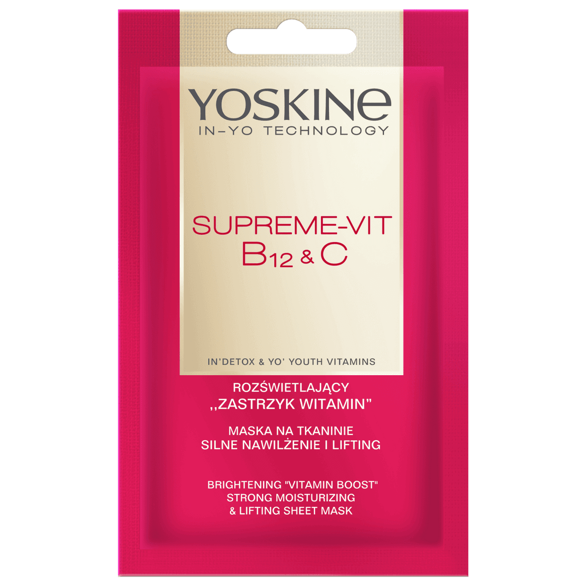 Supreme-Vit B12 + C Rozświetlający "zastrzyk witamin" maska na tkaninie silnie nawilżenie i lifting