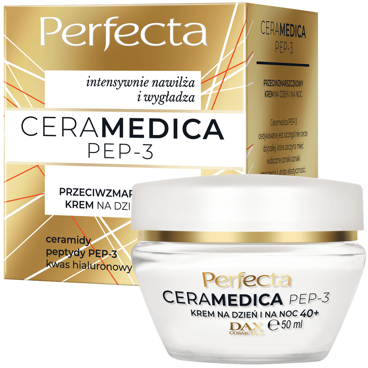 Ceramedica PEP-3 przeciwzmarszczkowy krem 40+ na dzień i noc z ceramidami, 3 peptydami i kwasem hialuronowym