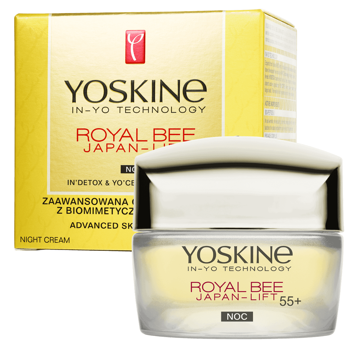 Royal Bee Japan-Lift krem do twarzy na noc 55+ z biomimetycznym pentapeptydem, Centella Asiatica i masłem shea