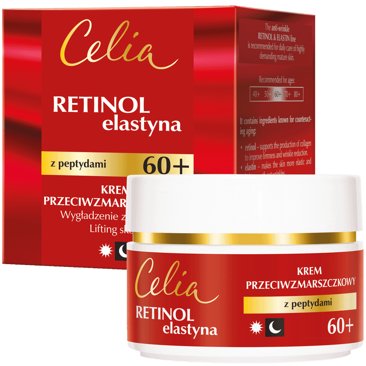 Retinol & Elastyna Krem przeciwzmarszczkowy z peptydami na dzień i na noc 60+