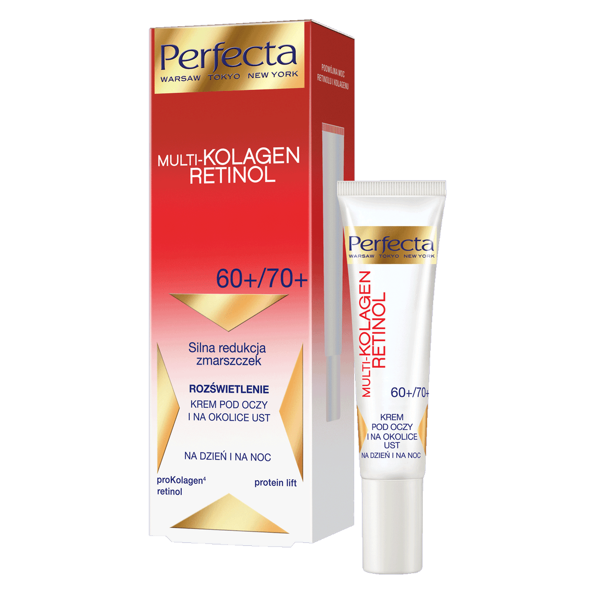 Multikolagen Retinol rozświetlający krem pod oczy i na okolice ust 60+/70+ z kolagenem, retinolem i kofeiną