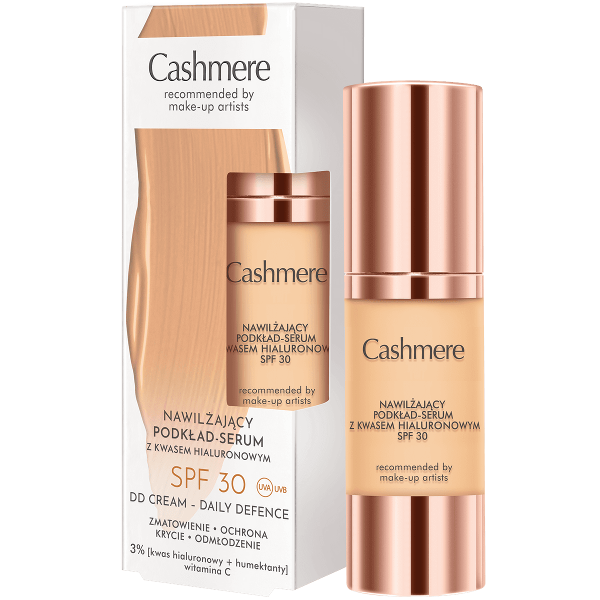 DD Nawilżający podkład-serum z kwasem hialuronowym SPF 30 Warm Beige