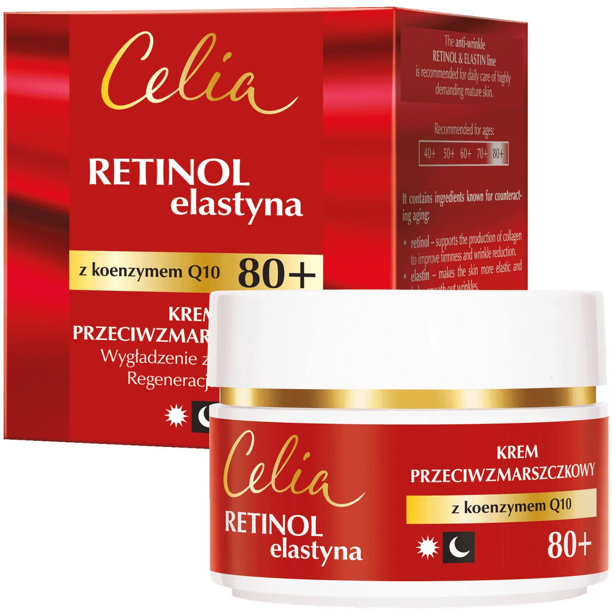 Retinol & Elastyna Krem przeciwzmarszczkowy z koenzymem Q10 na dzień i na noc 80+