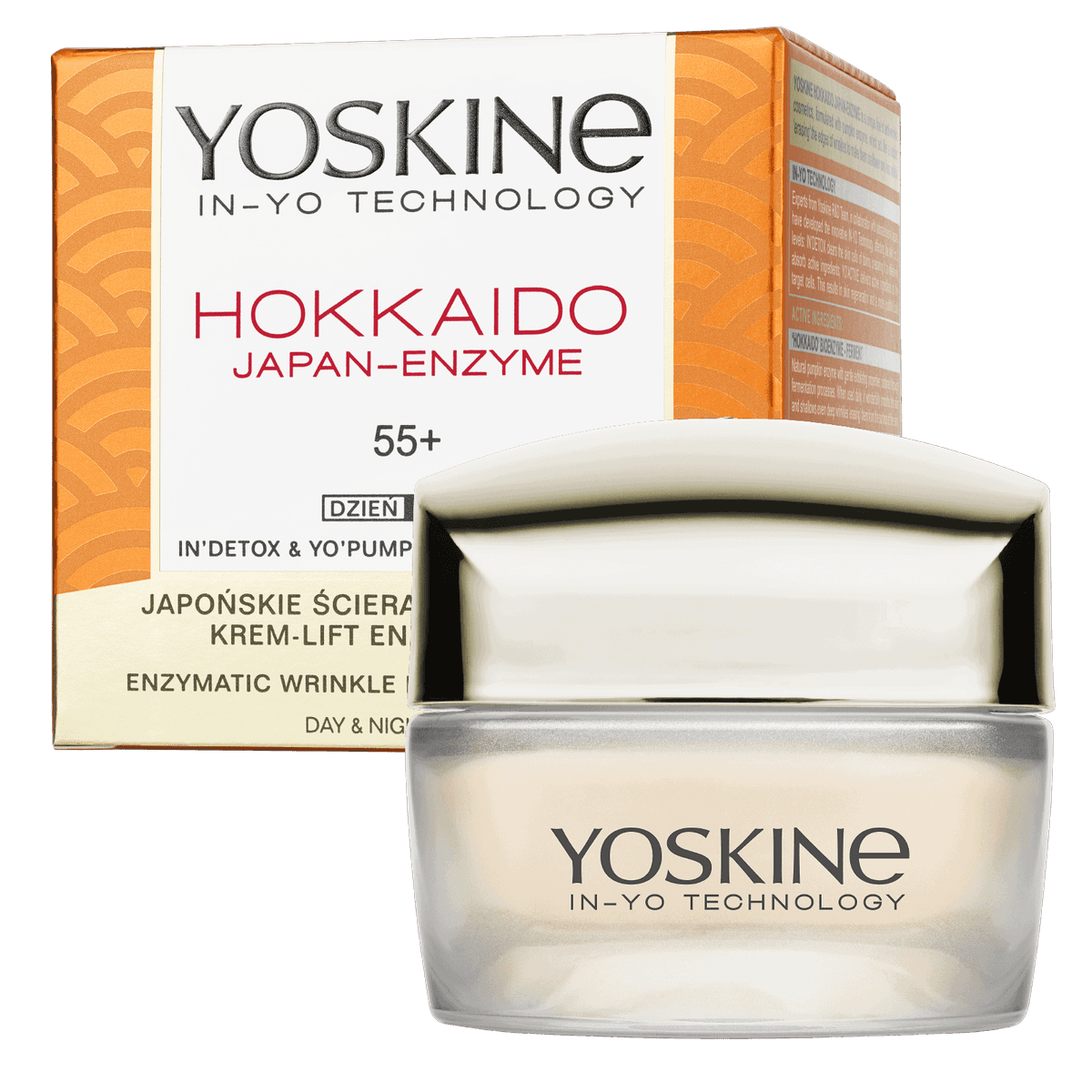 Hokkaido Japan-Enzyme krem do twarzy na dzień i noc 55+ z enzymem z dyni, peptydami i mikrogąbkami krzemowymi