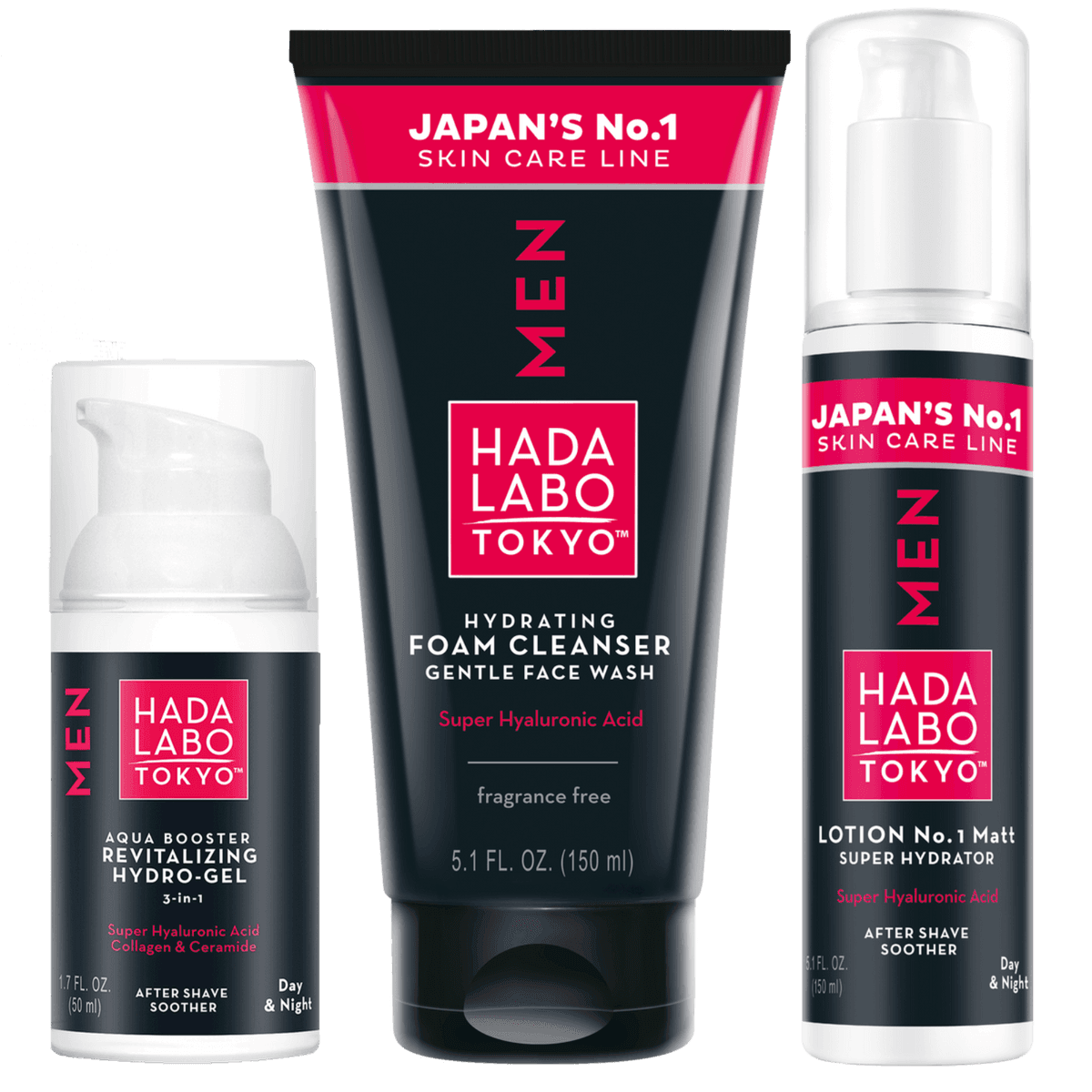 Zestaw Hada Labo Tokyo Men Lotion No.1 + Krem-pianka oczyszczająca do mycia twarzy + Żel nawilżający do twarzy