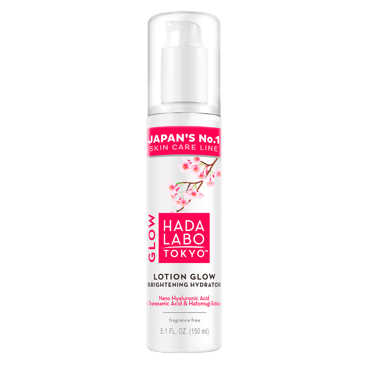 Glow Skin rozświetlająco-nawilżający lotion do twarzy z Nano kwasem hialuronowym, kwasem traneksamowym i ekstraktem Hatomugi