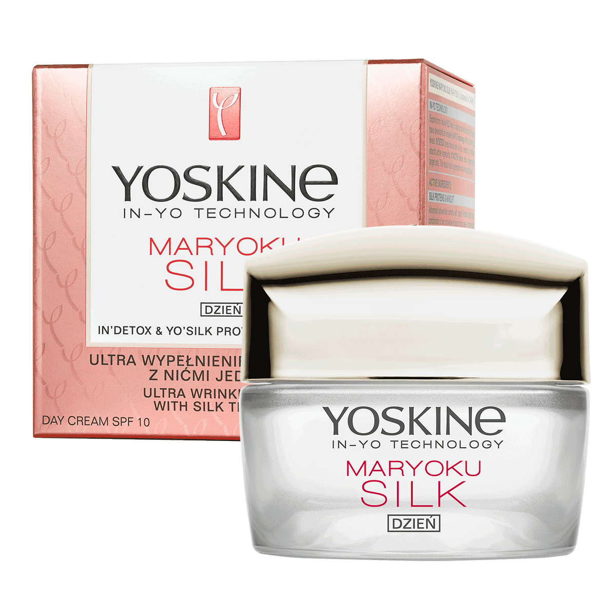 Maryoku Silk krem do twarzy na dzień SPF 10 optycznie wypełniający zmarszczki z nićmi jedwabiu, proteinami ryżu i soi